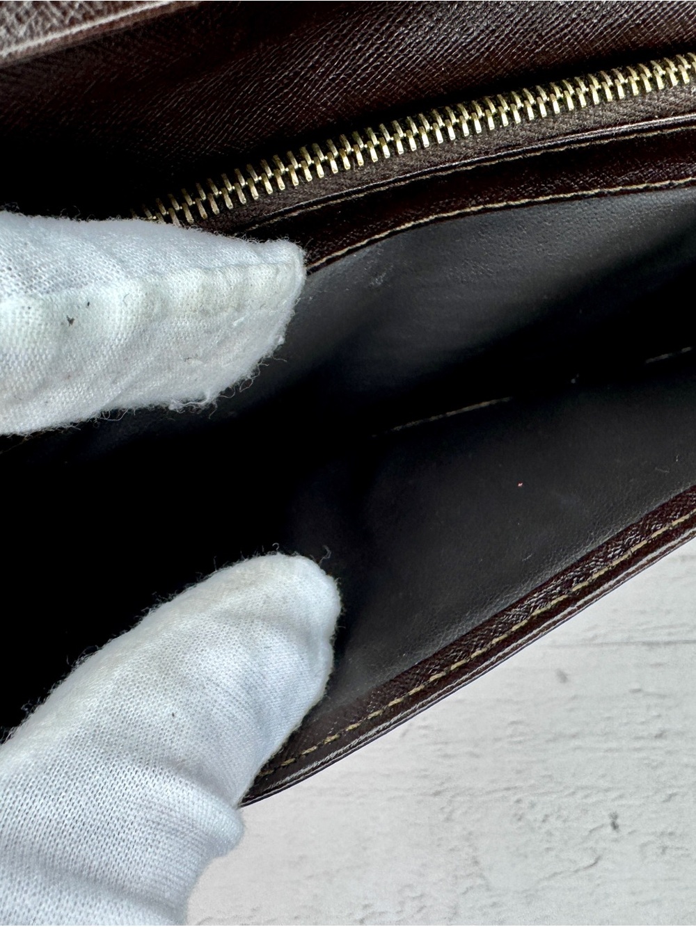 Vintage CELINE Macadam Monogram Long Wallet Brown PVC & Tan Leather - Picture 10 of 14